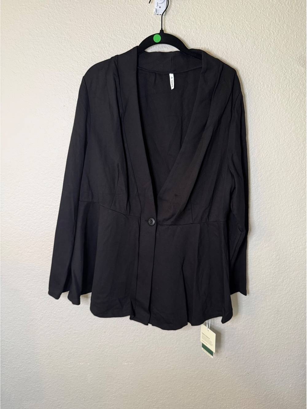 Halara 2X Black V Neck Long Sleeve Single Front Work Peplum Jacket